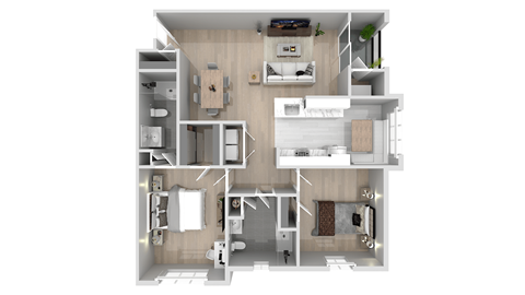 Floor plan for 2 beds, 2 baths, 1200 sqft